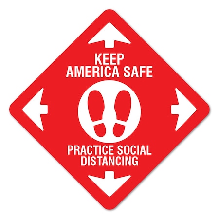 Signmission Keep America Safe Non-Slip Floor Graphic, 16in Vinyl Decal, 6PK, 16 in L, 16 in H, FD-X-16-6PK-9986 FD-X-16-6PK-9986